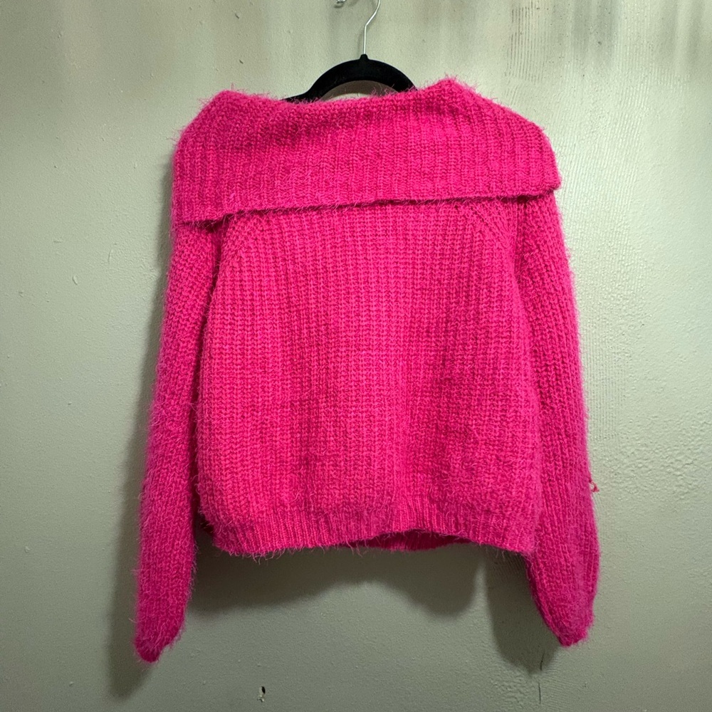 Vogue Vibrant Pink Off-the-Shoulder Sweater